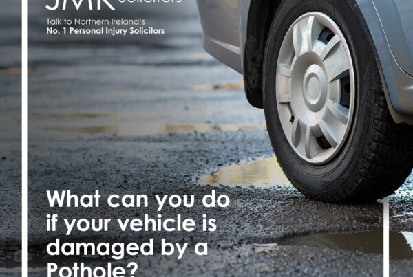 how to claim for pothole damage. damaged road on a foggy day