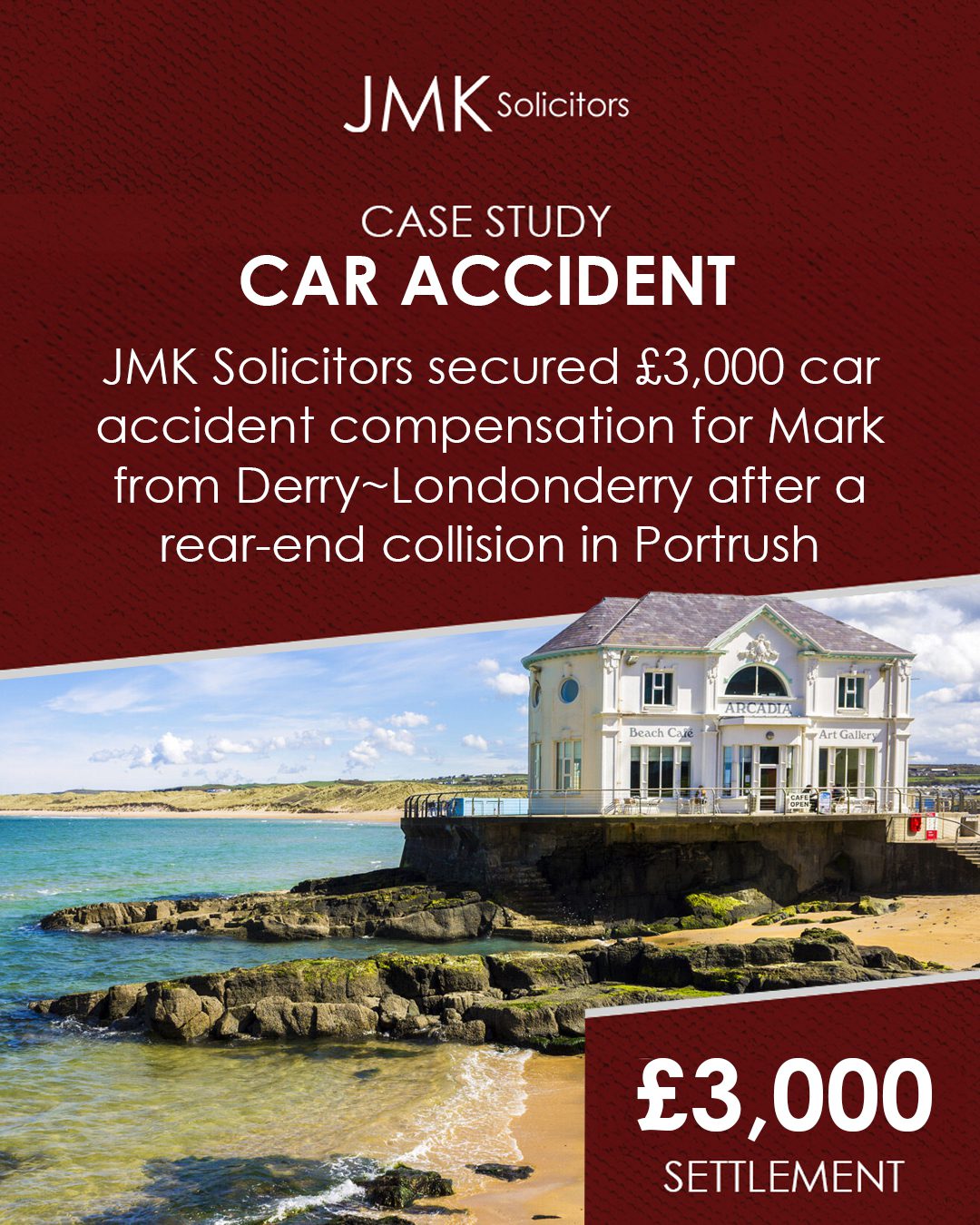 JMK Solicitors secure £3,000 car accident compensation for car repairs in Derry~Londonderry